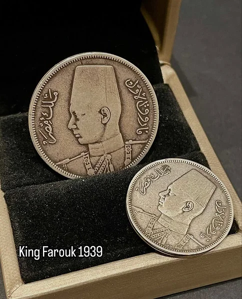 1939 A Silver Set Of Ten And Five Piastres Egypt King Farouk