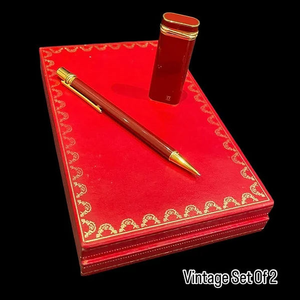 Vintage Cartier Pen Lighter Set - Ballpoint Pen - Gas Lighter