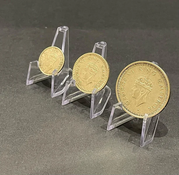 1942 Set of 3 Coins Fine Silver George India Rupee Set