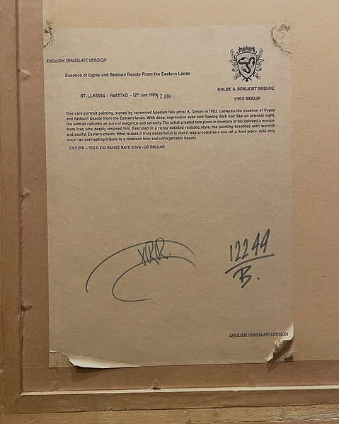 Portrait Painting, K. Simon 1983 - Gypsy and Bedouin Beauty From Eastern Land - Image 5