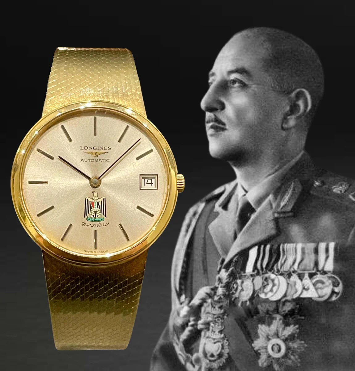 1969 Rare Full Gold Ahmed Hassan Al-Bakr Iraq Longines Special Edition
