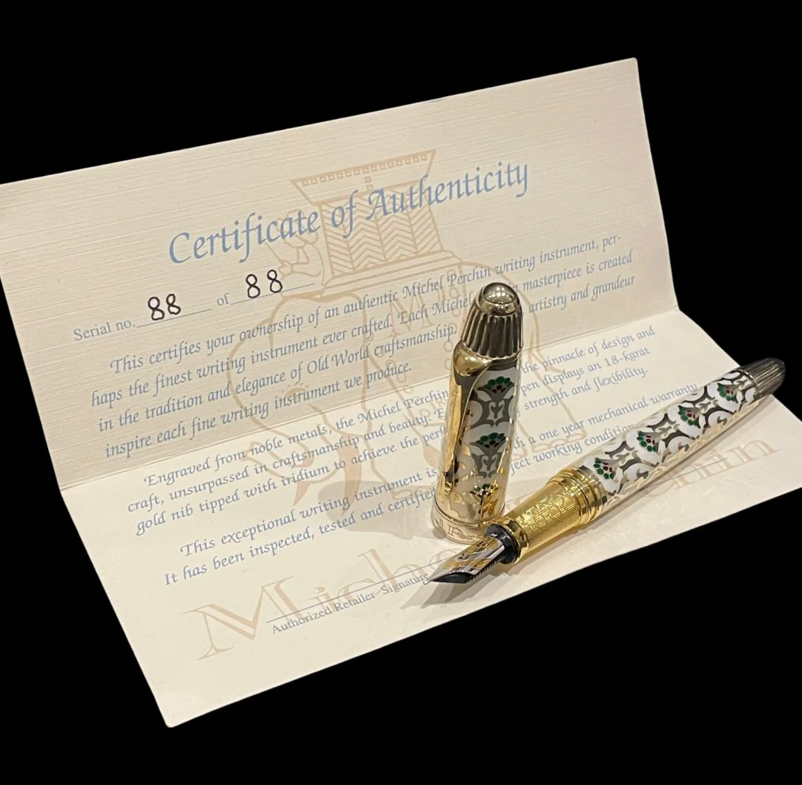 Michel Perchin Imperial White Enamel Limited Edition Fountain Pen – No. 88/88 - Image 2