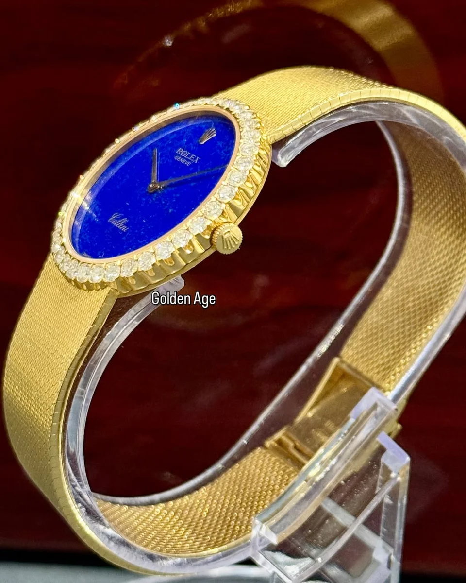 RARE 1970 Rolex Cellini Lapis Lazuli18k Yellow Gold In Excellent Condition - Image 3