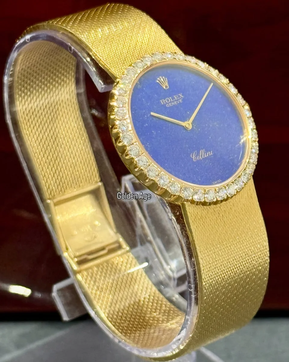 RARE 1970 Rolex Cellini Lapis Lazuli18k Yellow Gold In Excellent Condition - Image 4