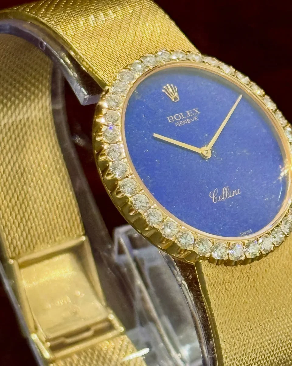 RARE 1970 Rolex Cellini Lapis Lazuli18k Yellow Gold In Excellent Condition - Image 6