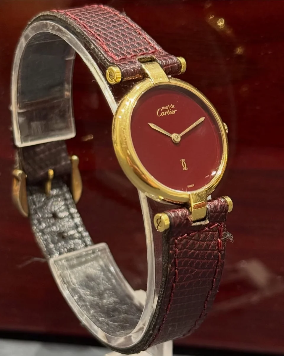 Cartier Vendome 1980 Classic Red Cartier Dial Rare - Image 3