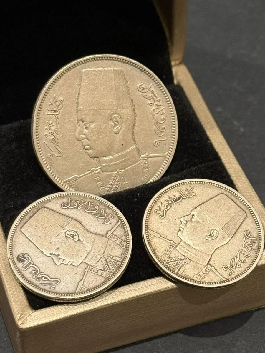 1937-1939 Fine Silver Coins (5P-10P) King Farouk Egypt