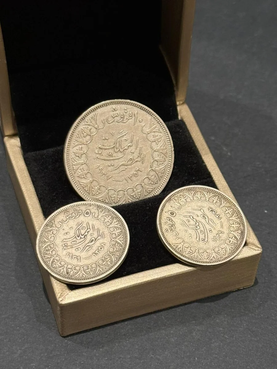 1937-1939 Fine Silver Coins (5P-10P) King Farouk Egypt - Image 2
