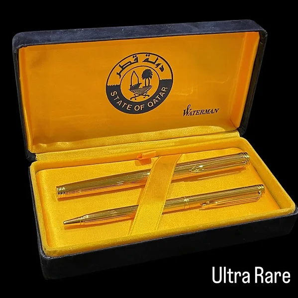 Rare Qatari Amiri Limited Edition Complete Pens Set By Waterman France