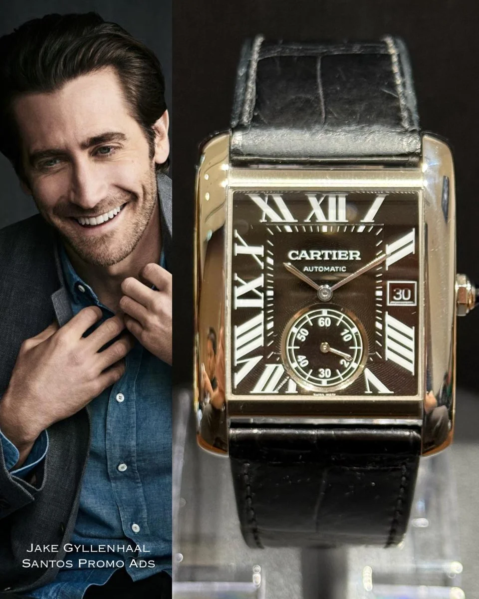 Rare Cartier Santos Roman Black Steel Leather Classy