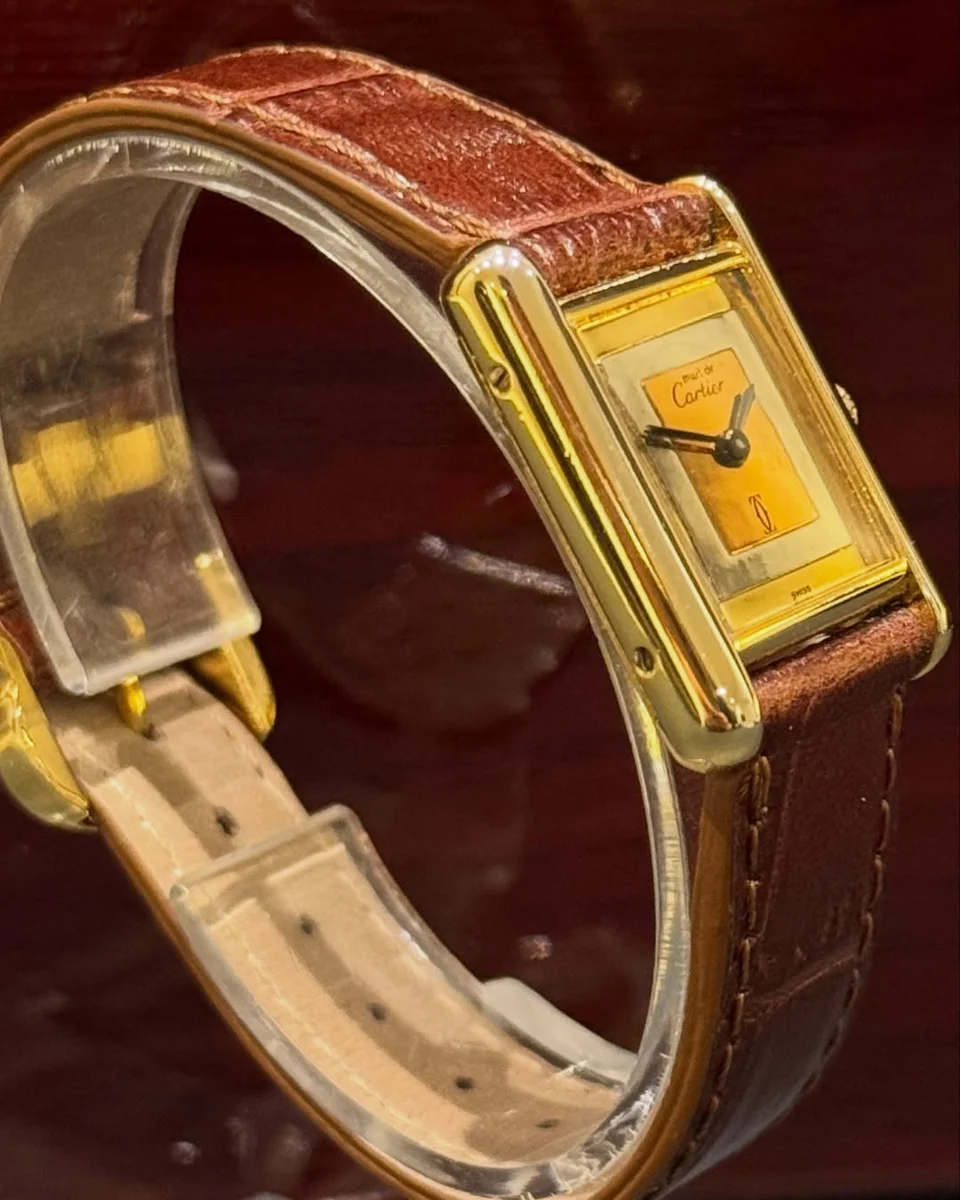 Rare 1981 Cartier Tank 925 Mori Ceramic Leather - Image 3