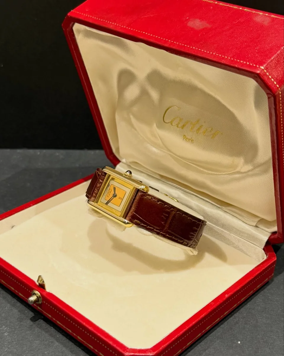 Rare 1981 Cartier Tank 925 Mori Ceramic Leather - Image 5