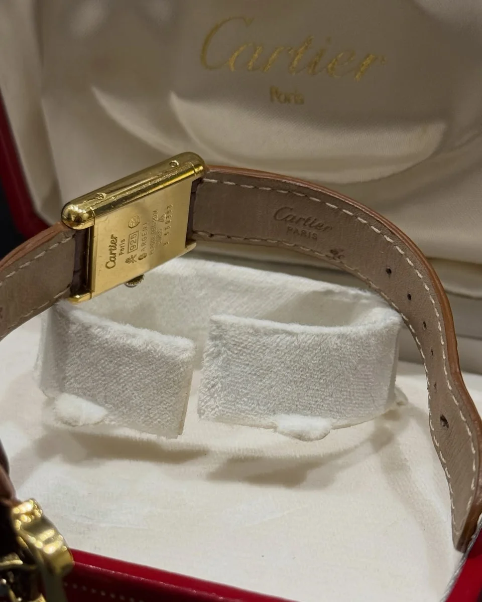 Rare 1981 Cartier Tank 925 Mori Ceramic Leather - Image 8