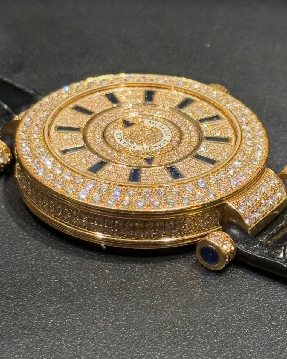 Rare Franck Muller Novelties Edition Double Mystery 42mm Gold Diamonds - Image 4