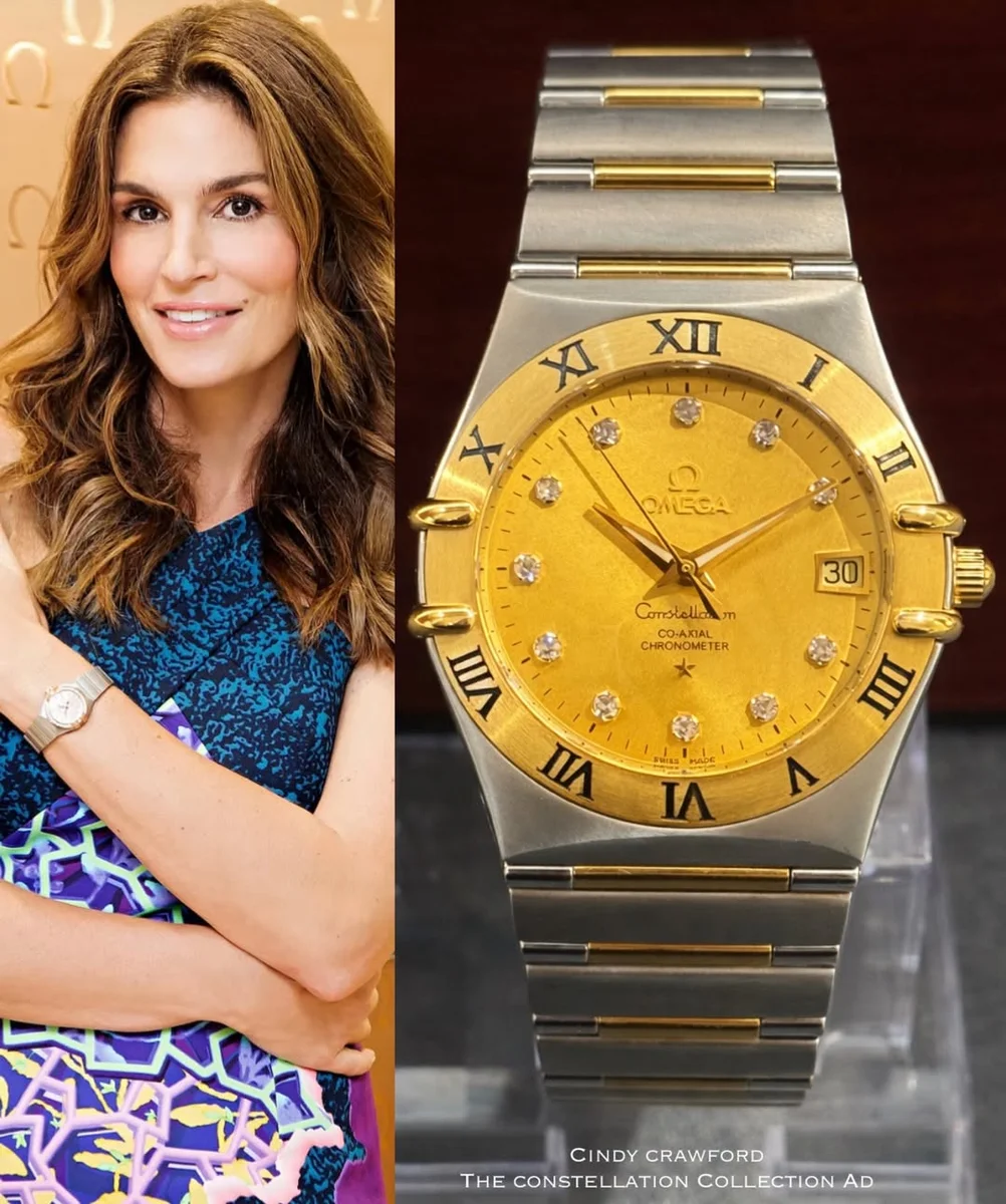 Omega Co-Axial Constellation Gold Steel Diamonds Large Case